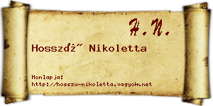 Hosszú Nikoletta névjegykártya